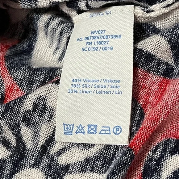 Boden Silk/Linen/Viscose “Botanical Flourish” Blouse in Red/Black/White Size L - Picture 7 of 9